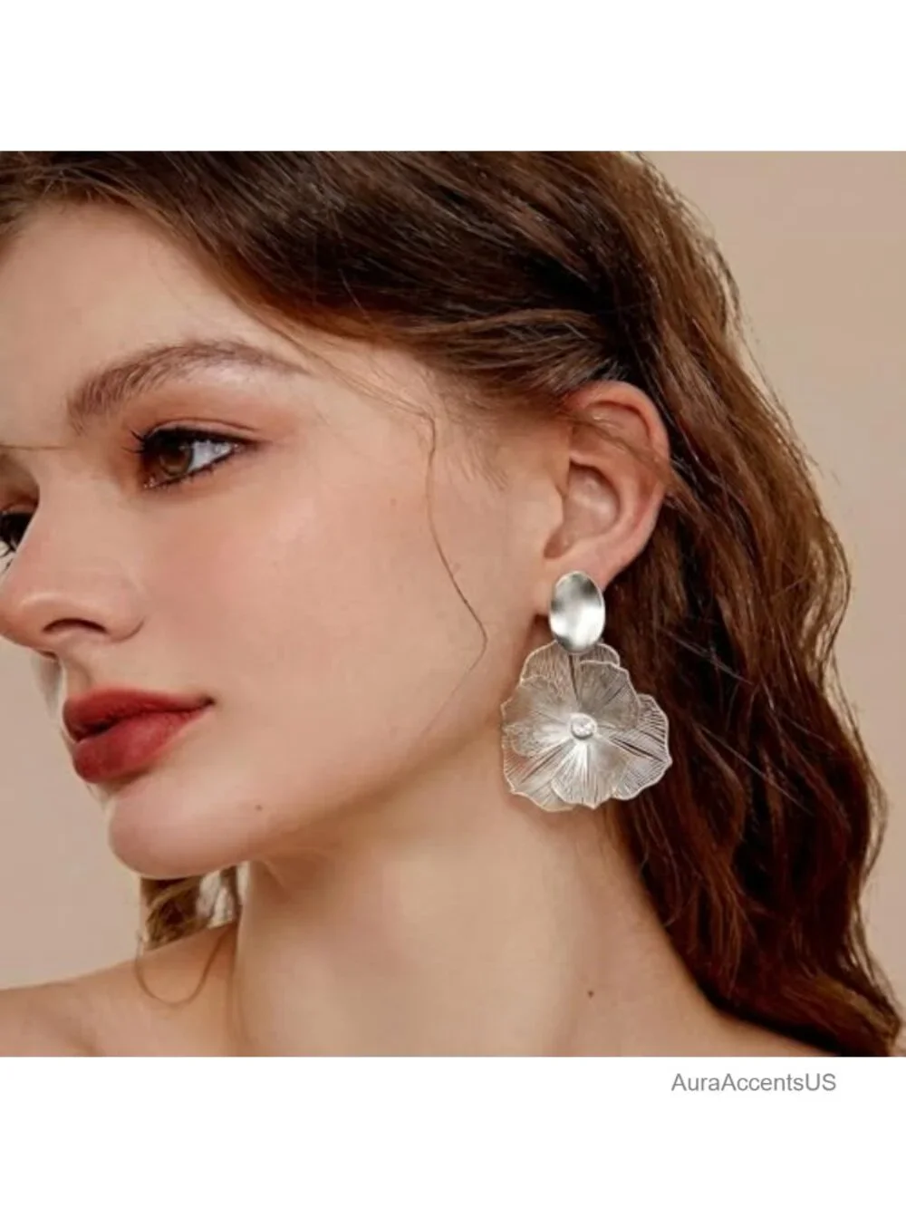 Gold Flower Statement Earrings for Women, 4 Pairs Trendy Hoop Floral Drop